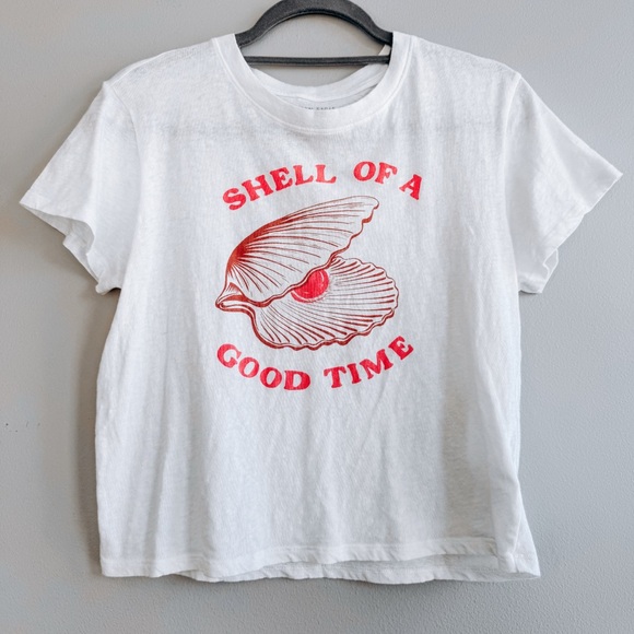 American Eagle White Graphic Shell of a Good Time Tee Size Small - Picture 2 of 7